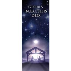 Baner na Boże Narodzenie, "Gloria in Excelsis Deo" granatowy z małymi gwiazdami  180 cm